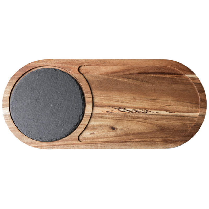 Premium handmade acacia wood cutting board displaying a rich brown finish.