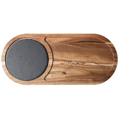 Premium handmade acacia wood cutting board displaying a rich brown finish.