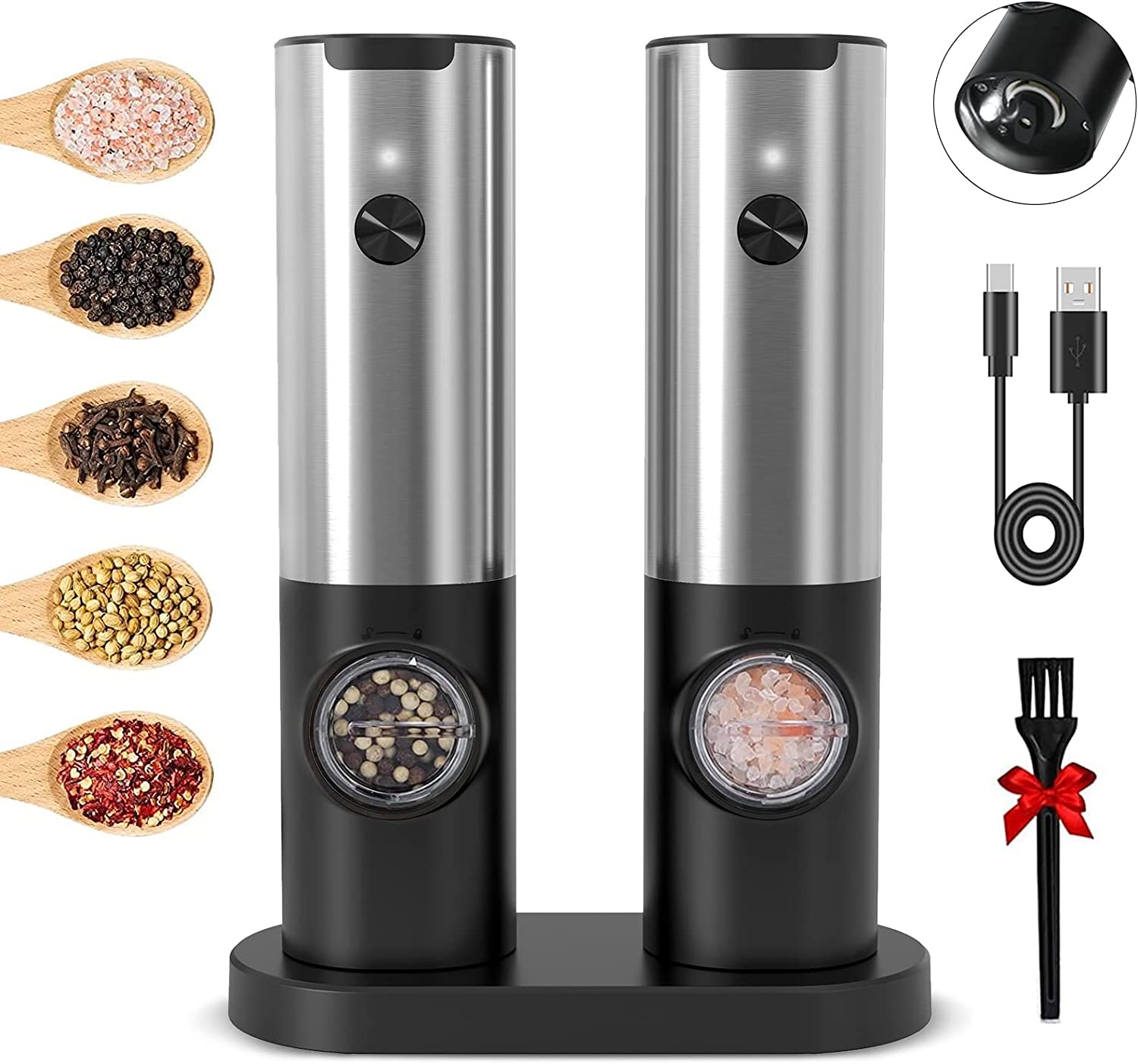 Close-up of the adjustable coarseness mechanism on the electric grinder.