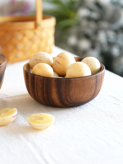 Handmade natural wood salad bowl with stunning organic wood grain.