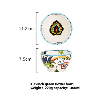Elegant 6-inch hand-painted ceramic soup and dessert serving bowl.
