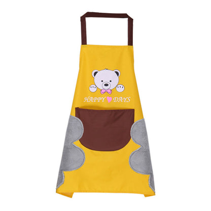 Waterproof Korean style kitchen apron with coral velvet hand towels.