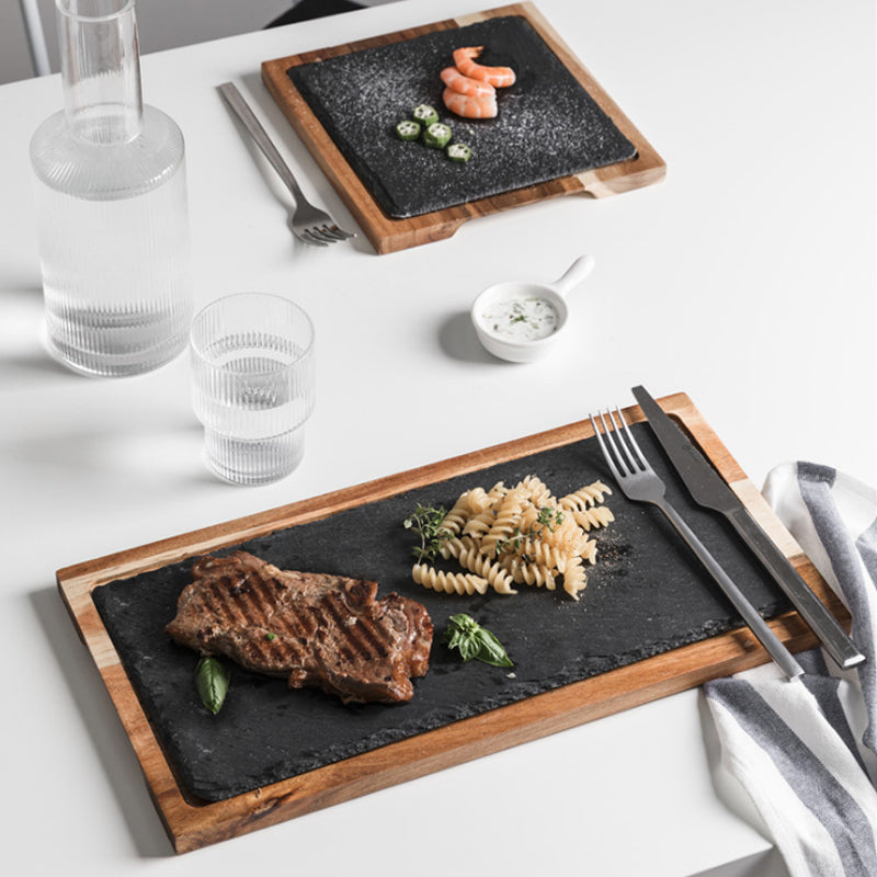 Rustic farmhouse style oval wooden platter for entertaining guests.