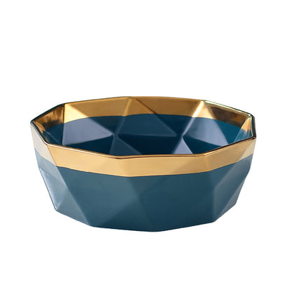 Creative modern diamond ceramic bowl perfect for serving fresh salads.