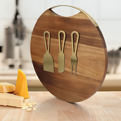 Premium stainless steel cheese knives with durable wooden handles.