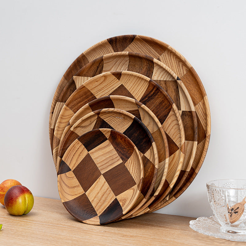 Minimalist natural wooden cake board with a smooth polished finish.
